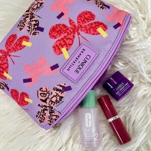 Clinique "Cosmetic Bag in Butterflies with Goodies" NWT